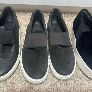 Vince Black Slip-On Suede Sneakers with Elastic Strap